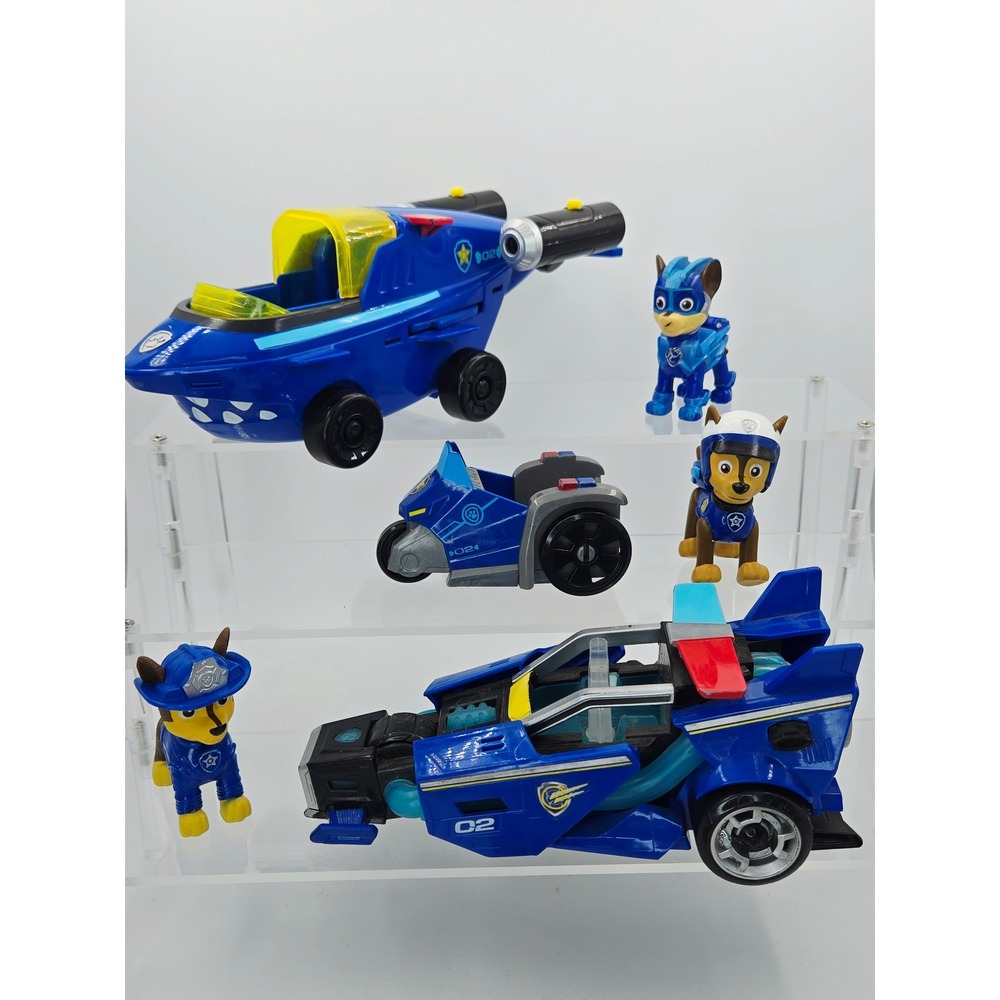 Paw Patrol Chase Vehicle Lot Mighty Pups Charged Up Sea Patrol + Figures 6pc Set